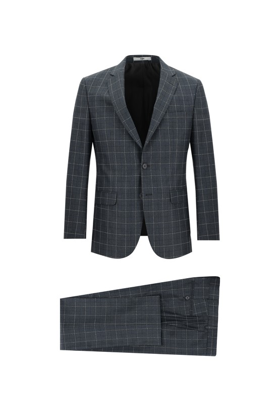 Erkek Giyim - Regular Fit Kareli Takım Elbise