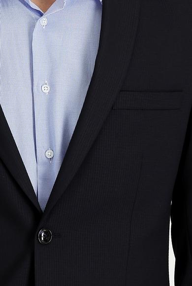 Erkek Giyim - KOYU LACİVERT 46 Beden Süper Slim Fit Desenli Blazer Ceket