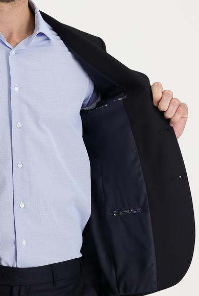 Erkek Giyim - KOYU LACİVERT 50 Beden Süper Slim Fit Desenli Blazer Ceket