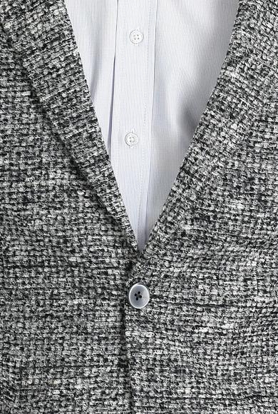 Erkek Giyim - ORTA GRİ 48 Beden Regular Fit Yünlü Kuşgözü Ceket