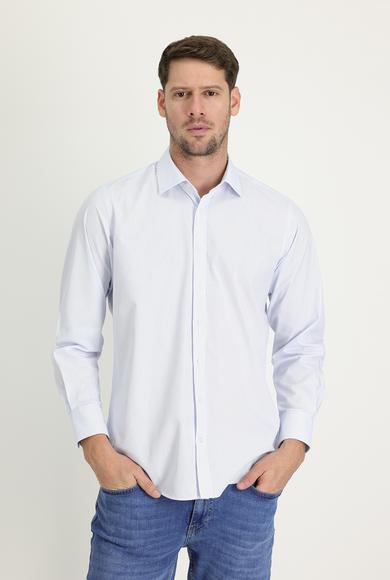 Erkek Giyim - UÇUK MAVİ XXL Beden Uzun Kol Regular Fit Çizgili Gömlek