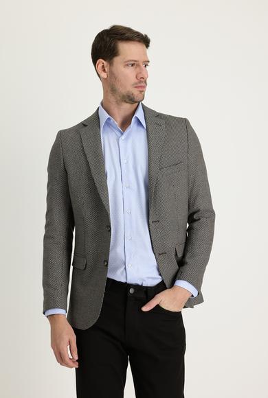 Erkek Giyim - ACI KAHVE 48 Beden Slim Fit Klasik Desenli Ceket