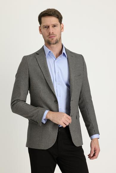 Erkek Giyim - ACI KAHVE 48 Beden Slim Fit Klasik Desenli Ceket