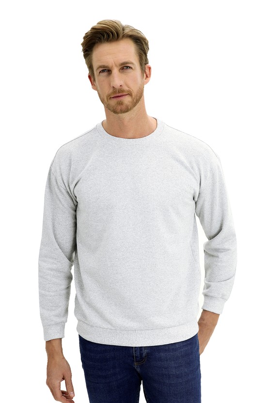 Erkek Giyim - Bisiklet Yaka Oversize Sweatshirt