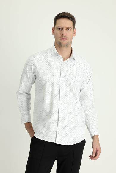 Erkek Giyim - SİYAH 3X Beden Uzun Kol Regular Fit Desenli Gömlek