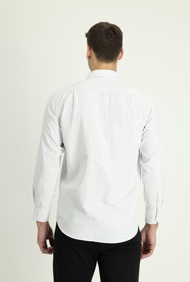 Erkek Giyim - SİYAH XL Beden Uzun Kol Regular Fit Desenli Gömlek