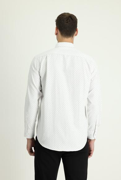 Erkek Giyim - AÇIK KAHVE 3X Beden Uzun Kol Regular Fit Desenli Gömlek
