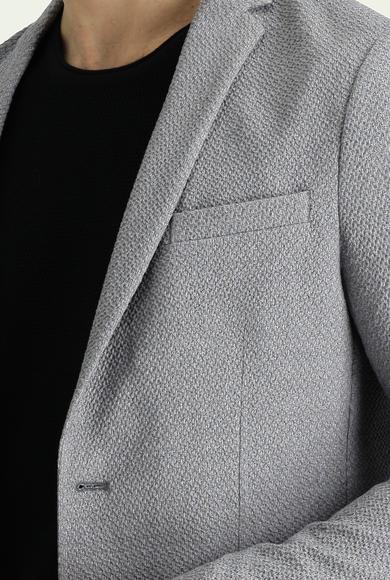Erkek Giyim - ORTA GRİ 58 Beden Süper Slim Fit Desenli Ceket