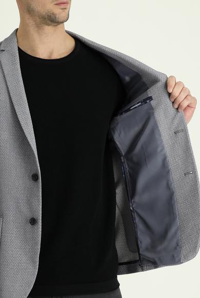 Erkek Giyim - ORTA GRİ 58 Beden Süper Slim Fit Desenli Ceket