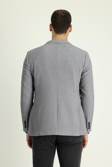 Erkek Giyim - ORTA GRİ 54 Beden Süper Slim Fit Desenli Ceket