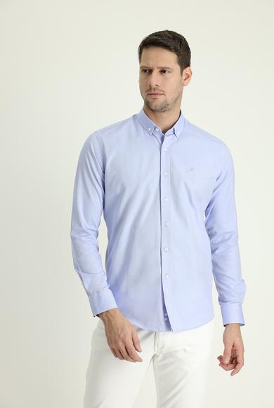 Erkek Giyim - HAVACI MAVİ M Beden Uzun Kol Slim Fit Oxford Gömlek