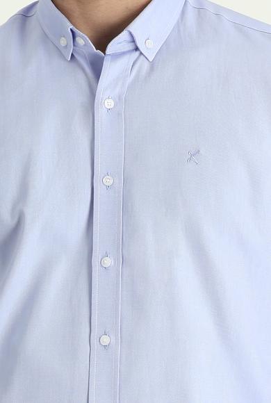 Erkek Giyim - HAVACI MAVİ M Beden Uzun Kol Slim Fit Oxford Gömlek