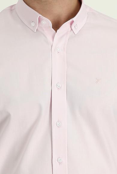 Erkek Giyim - TOZ PEMBE XL Beden Uzun Kol Slim Fit Oxford Gömlek