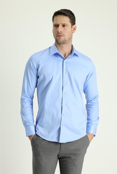 Erkek Giyim - AÇIK MAVİ L Beden Uzun Kol Slim Fit Klasik Gömlek