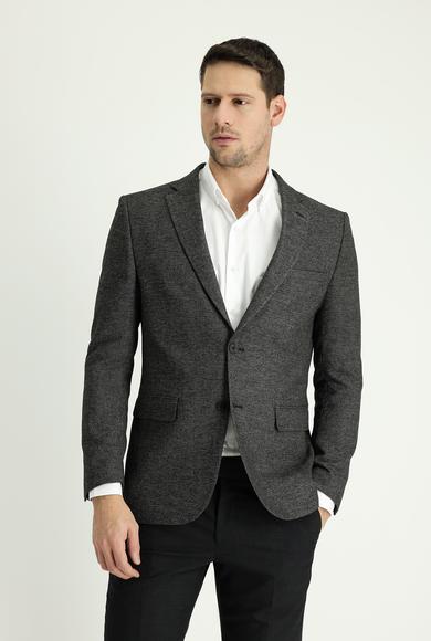 Erkek Giyim - SİYAH 58 Beden Klasik Desenli Ceket