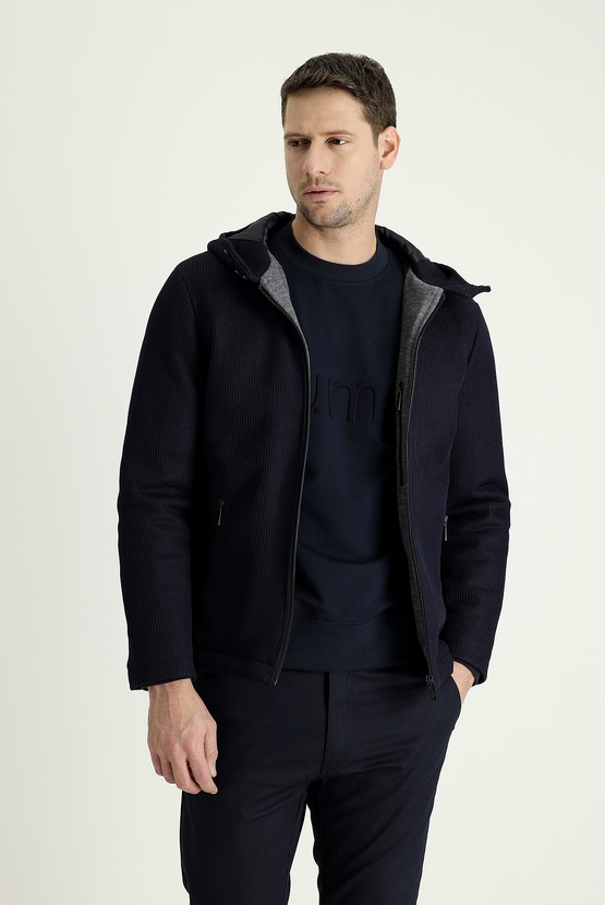 Erkek Giyim - Slim Fit Kapüşonlu Spor Mont