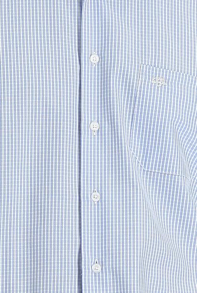 Erkek Giyim - MAVİ 3X Beden Uzun Kol Regular Fit Desenli Gömlek