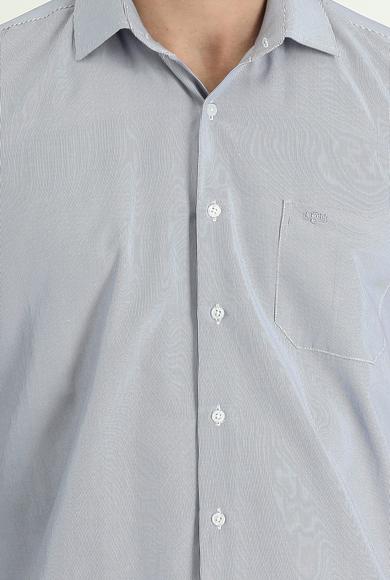 Erkek Giyim - KOYU LACİVERT 4X Beden Uzun Kol Slim Fit Klasik Desenli Gömlek