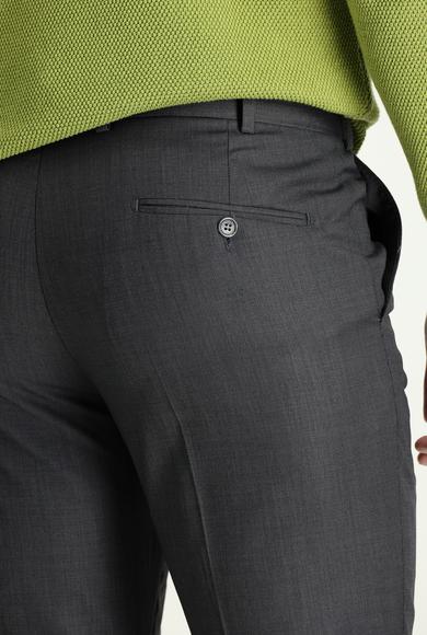 Erkek Giyim - KOYU ANTRASİT 52 Beden Slim Fit Klasik Desenli Pantolon