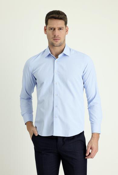 Erkek Giyim - AÇIK MAVİ XL Beden Uzun Kol Slim Fit Klasik Gömlek