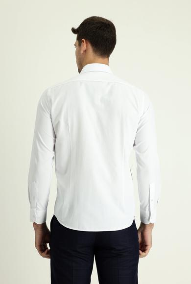 Erkek Giyim - BEYAZ M Beden Uzun Kol Slim Fit Klasik Gömlek