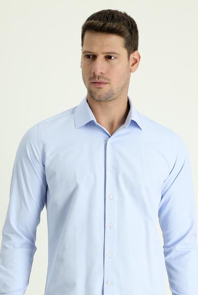 Erkek Giyim - AÇIK MAVİ S Beden Uzun Kol Slim Fit Klasik Gömlek