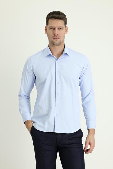 Erkek Giyim - AÇIK MAVİ S Beden Uzun Kol Slim Fit Klasik Gömlek