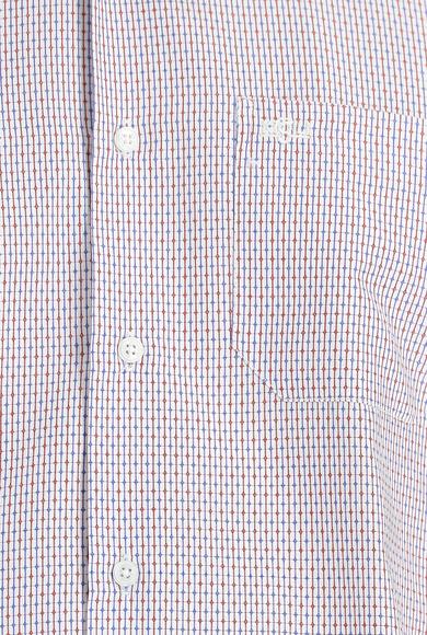 Erkek Giyim - KOYU KIRMIZI 4X Beden Uzun Kol Regular Fit Klasik Çizgili Gömlek