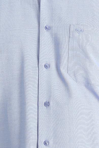Erkek Giyim - AÇIK MAVİ XXL Beden Uzun Kol Klasik Desenli Gömlek