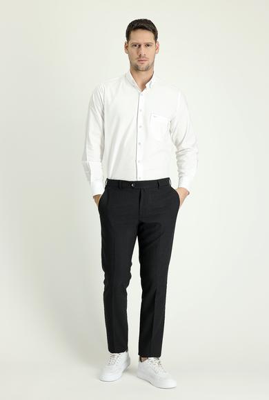 Erkek Giyim - KOYU ANTRASİT 48 Beden Klasik Yünlü Pantolon