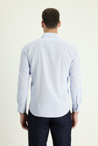 Erkek Giyim - UÇUK MAVİ XL Beden Uzun Kol Slim Fit Klasik Desenli Gömlek