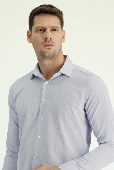 Erkek Giyim - AÇIK MAVİ S Beden Uzun Kol Slim Fit Klasik Desenli Gömlek