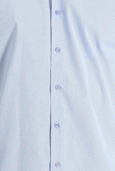 Erkek Giyim - AÇIK MAVİ M Beden Uzun Kol Slim Fit Klasik Desenli Gömlek
