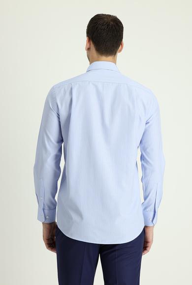 Erkek Giyim - UÇUK MAVİ XL Beden Uzun Kol Regular Fit Çizgili Gömlek