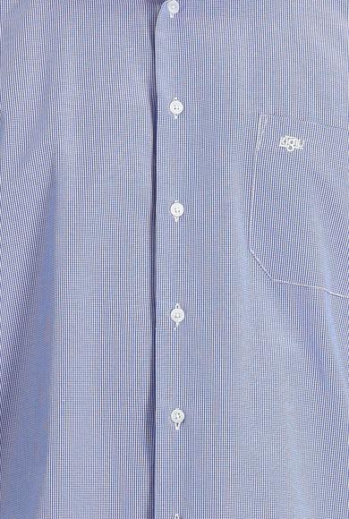 Erkek Giyim - SAKS MAVİ L Beden Uzun Kol Klasik Desenli Gömlek
