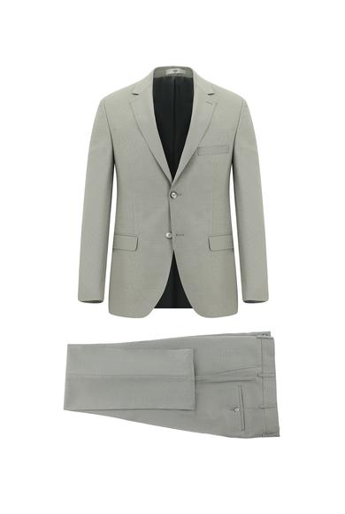 Erkek Giyim - AÇIK BEJ 58 Beden Slim Fit Desenli Klasik Takım Elbise