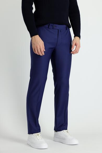 Erkek Giyim - AÇIK LACİVERT 54 Beden Slim Fit Yünlü Klasik Pantolon
