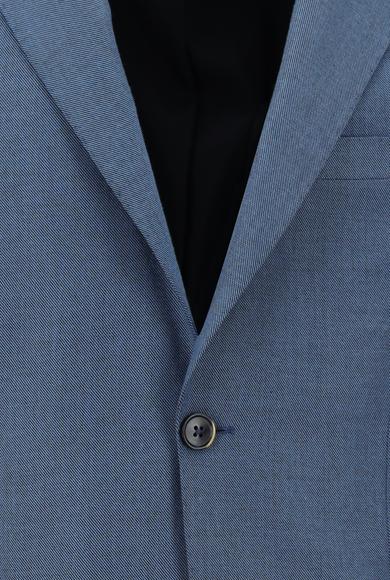 Erkek Giyim - MAVİ 46 Beden Regular Fit Desenli Ceket