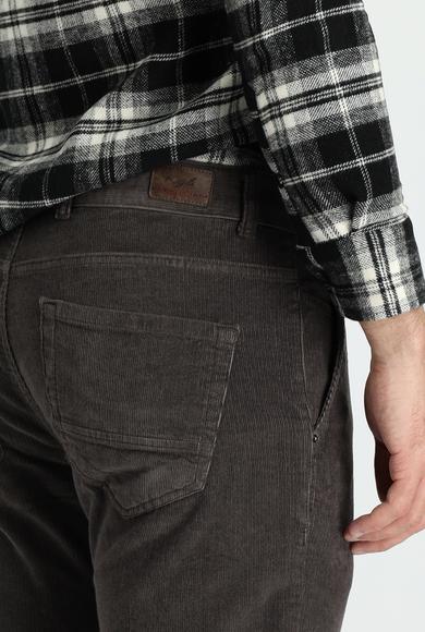 Erkek Giyim - KOYU VİZON 70 Beden Regular Fit Kadife Spor Pantolon