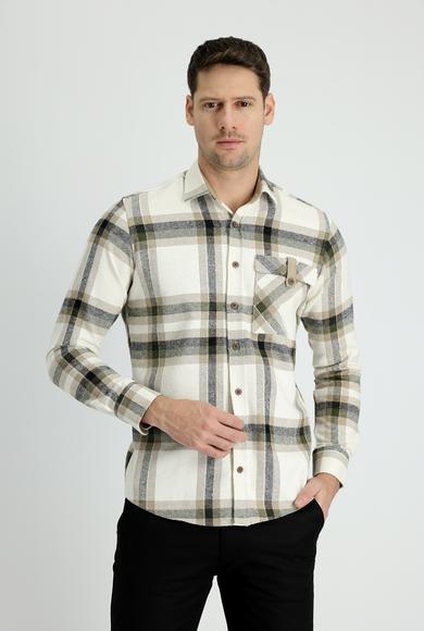 Erkek Giyim - ORTA VİZON 3X Beden Uzun Kol Ekose Shacket Oduncu Gömlek