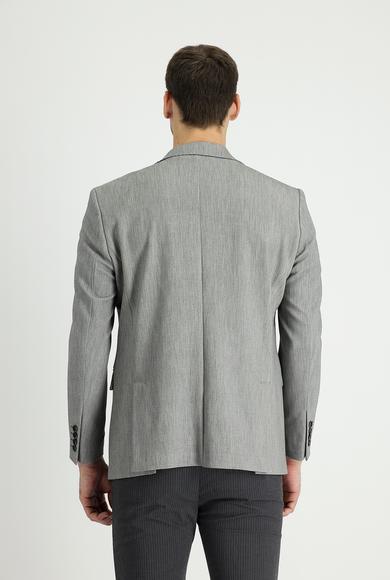 Erkek Giyim - SİYAH 46 Beden Slim Fit Klasik Desenli Ceket