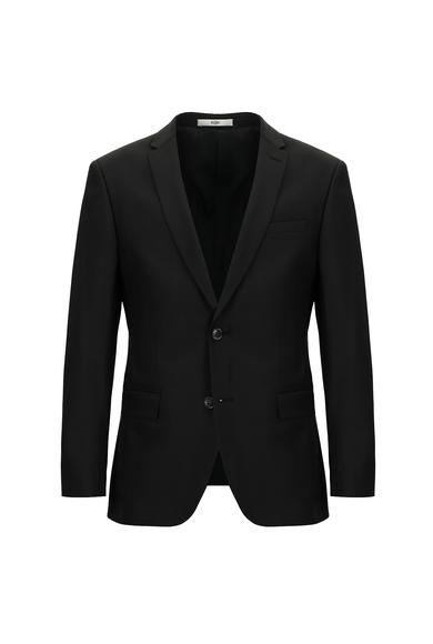 Erkek Giyim - SİYAH 52 Beden Süper Slim Fit Yünlü Klasik Takım Elbise