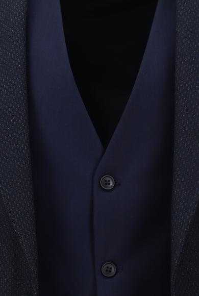 Erkek Giyim - AÇIK LACİVERT 60 Beden Regular Fit Kombinli Yelekli Takım Elbise