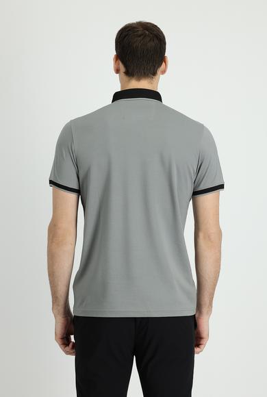 Erkek Giyim - ORTA GRİ L Beden Polo Yaka Regular Fit Tişört