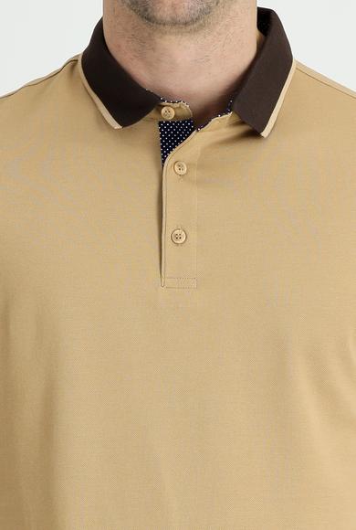 Erkek Giyim - ORTA BEJ M Beden Polo Yaka Regular Fit Tişört