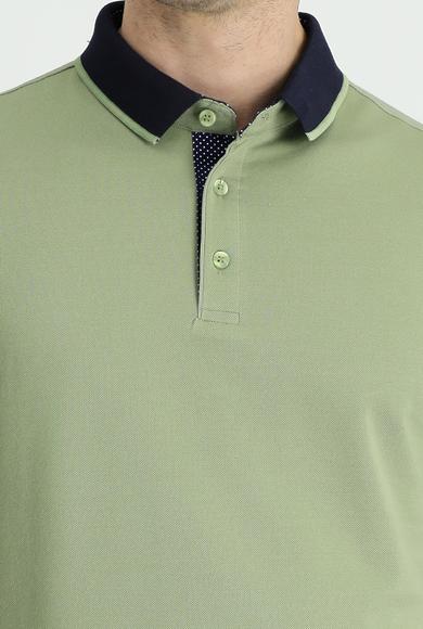 Erkek Giyim - ÇAĞLA YEŞİLİ XL Beden Polo Yaka Regular Fit Tişört