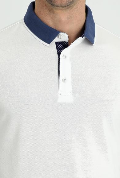 Erkek Giyim - BEYAZ S Beden Polo Yaka Regular Fit Tişört