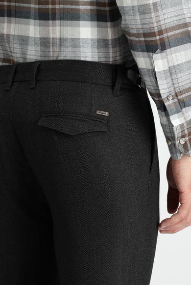 Erkek Giyim - KOYU FÜME 46 Beden Slim Fit Klasik Kuşgözü Pantolon