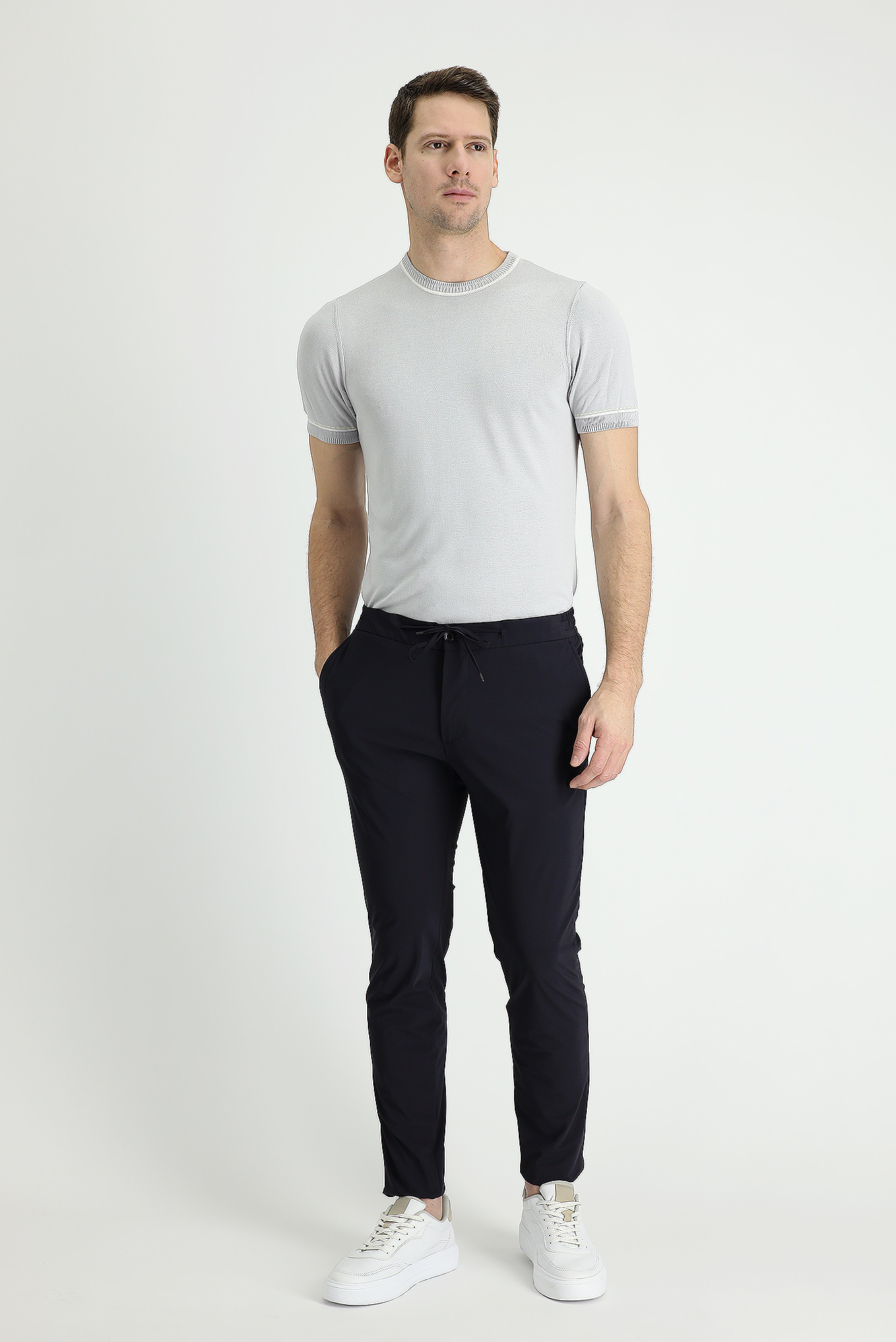 Kigili Techno-Line Slim Fit Beli Lastikli İpli Likralı Klasik Pantolon. 3