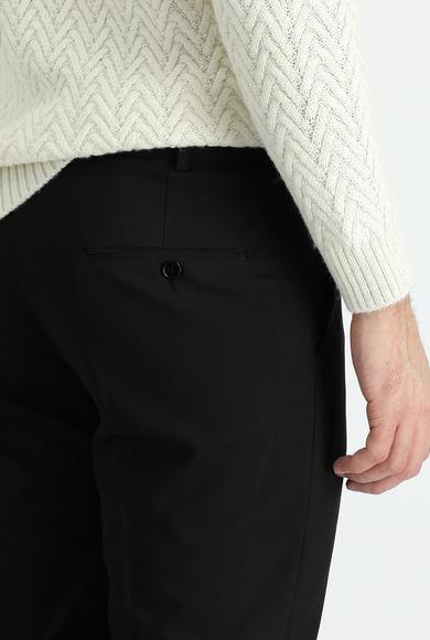 Erkek Giyim - SİYAH 50 Beden Slim Fit Yünlü Klasik Pantolon